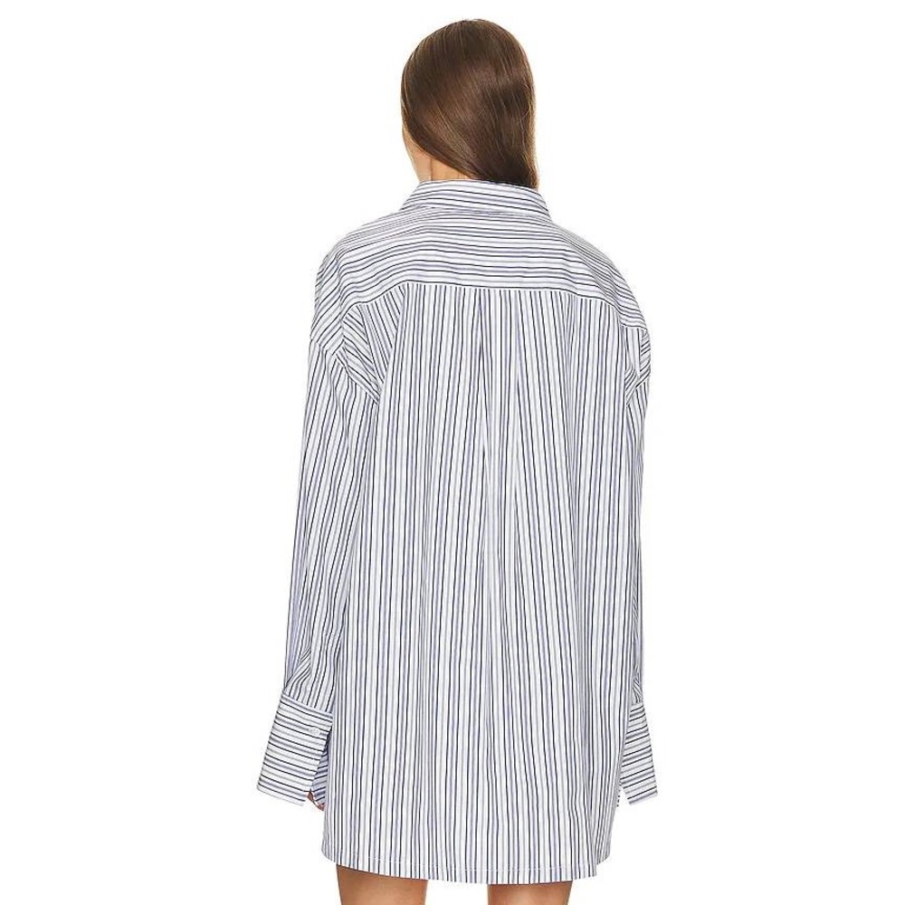 Ronny Kobo XS Striped Oversized Button Down Shirt Blue White Cotton Canada - Picture 2 of 6